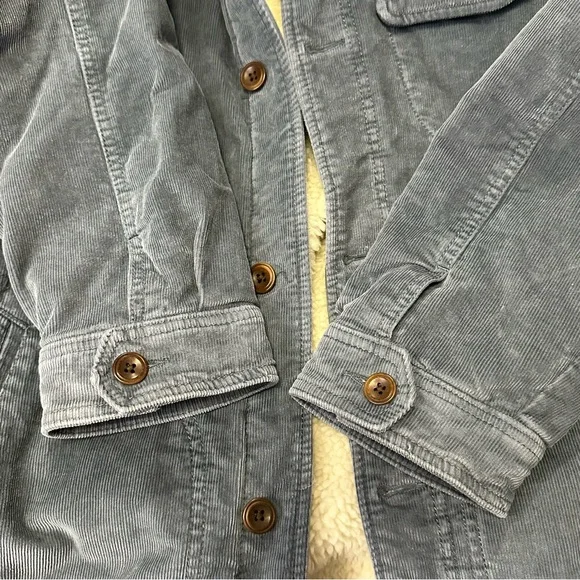 Abercrombie & Fitch Men’s Gray Sherpa Lined Buttoned Corduroy Jacket Size XL
